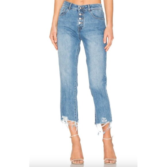 DL1961 Denim - DL1961 Patti High Rise Straight Jeans in Vibrant Cropped Distressed Size 26